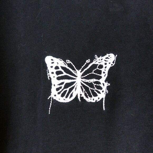 CHNGE T-Shirt Women S Black Ivory Split Butterfly Crop Boxy Two-Tone Sustainable - Picture 6 of 11